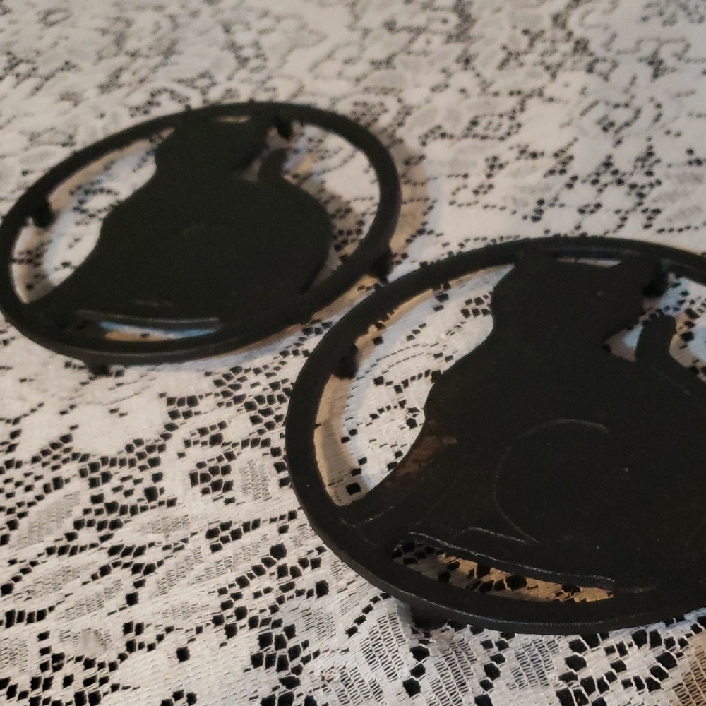 Vintage Black Cast Iron Cat Trivets - Set of 2